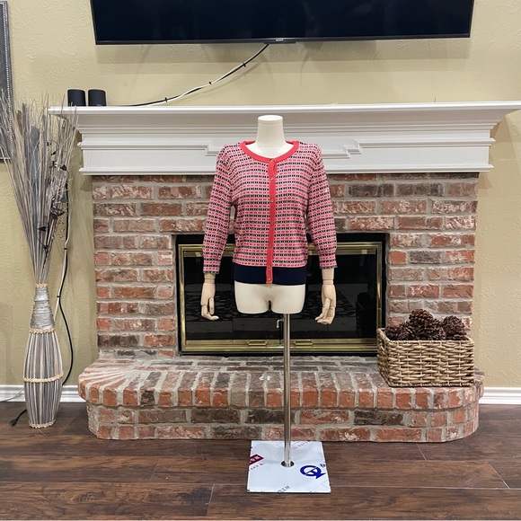 Ellen Tracy abstract patterned red and black cardigan / M / EUC - Picture 8 of 14